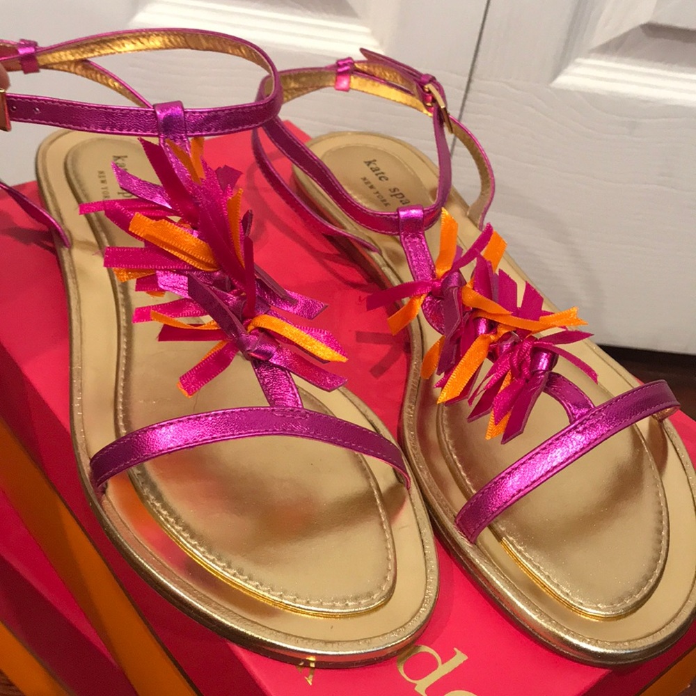 Kate Spade Pink Metallic Nappa Sandals- New in Box